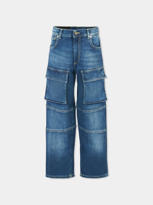 Jeans blu per bambino con logo,Dondup Kids,DMPA176 C DS039 4098