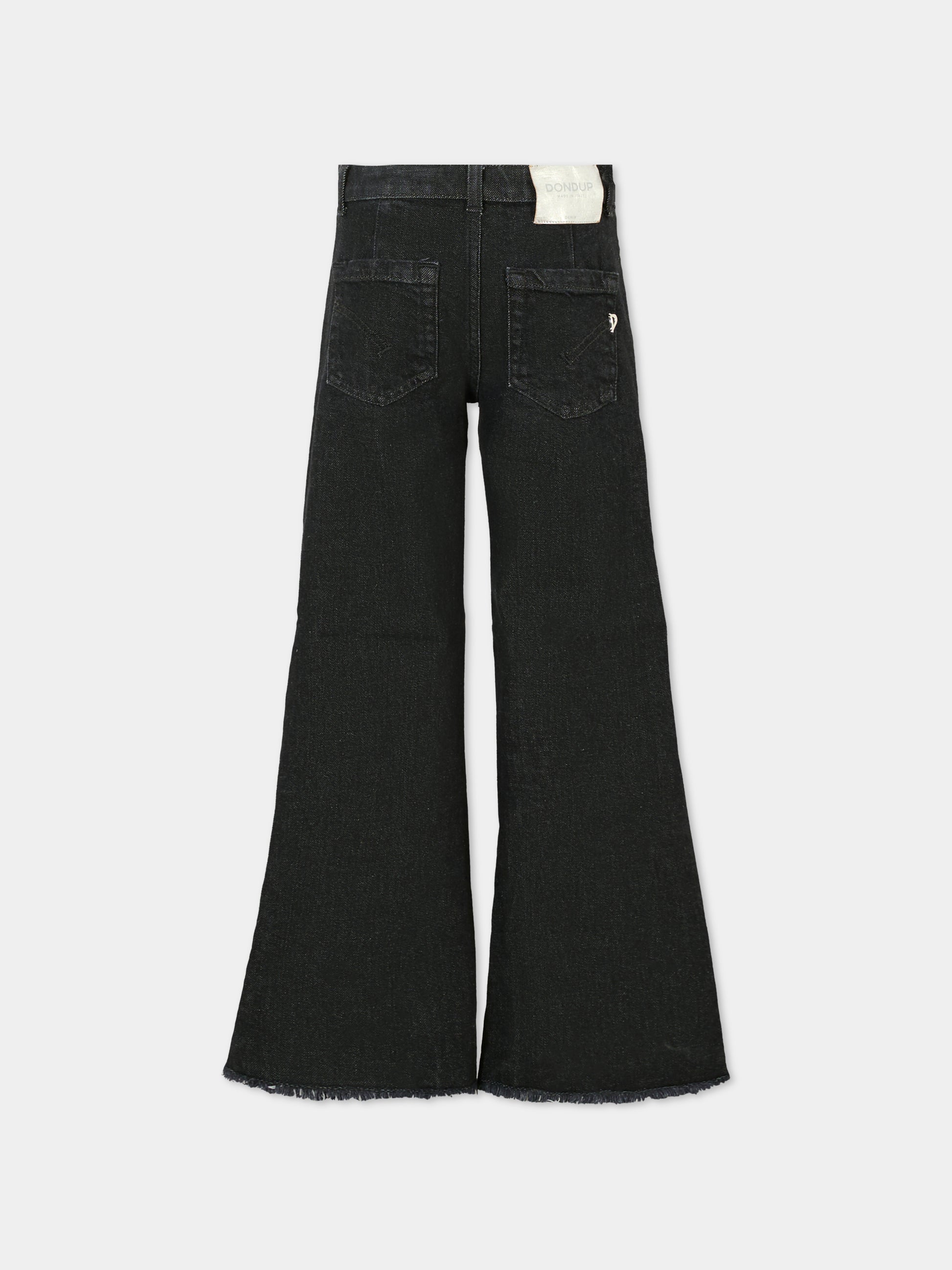 Jeans neri per bambina con patch logato,Dondup Kids,DFPA157 C DS041 N000
