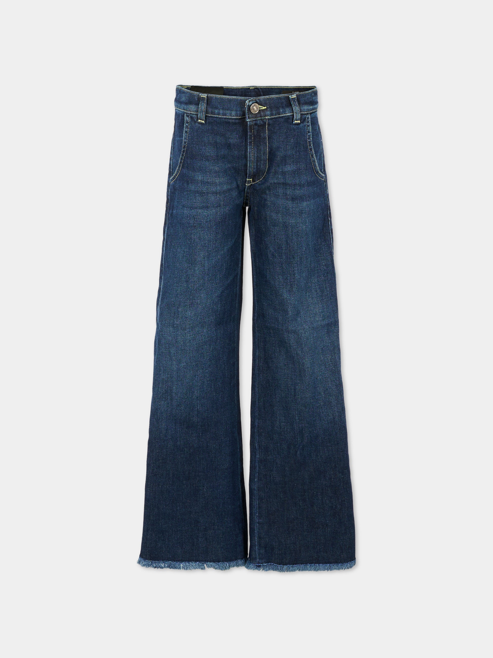 Jeans blu per bambina con patch logato,Dondup Kids,DFPA159 C DS056 4000
