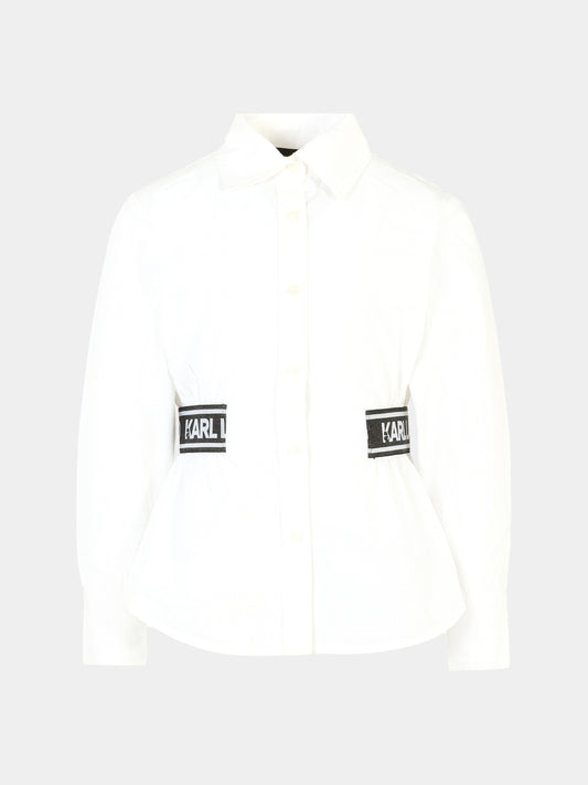 Camicia bianca per bambina con logo,Karl Lagerfeld Kids,Z30587 10P