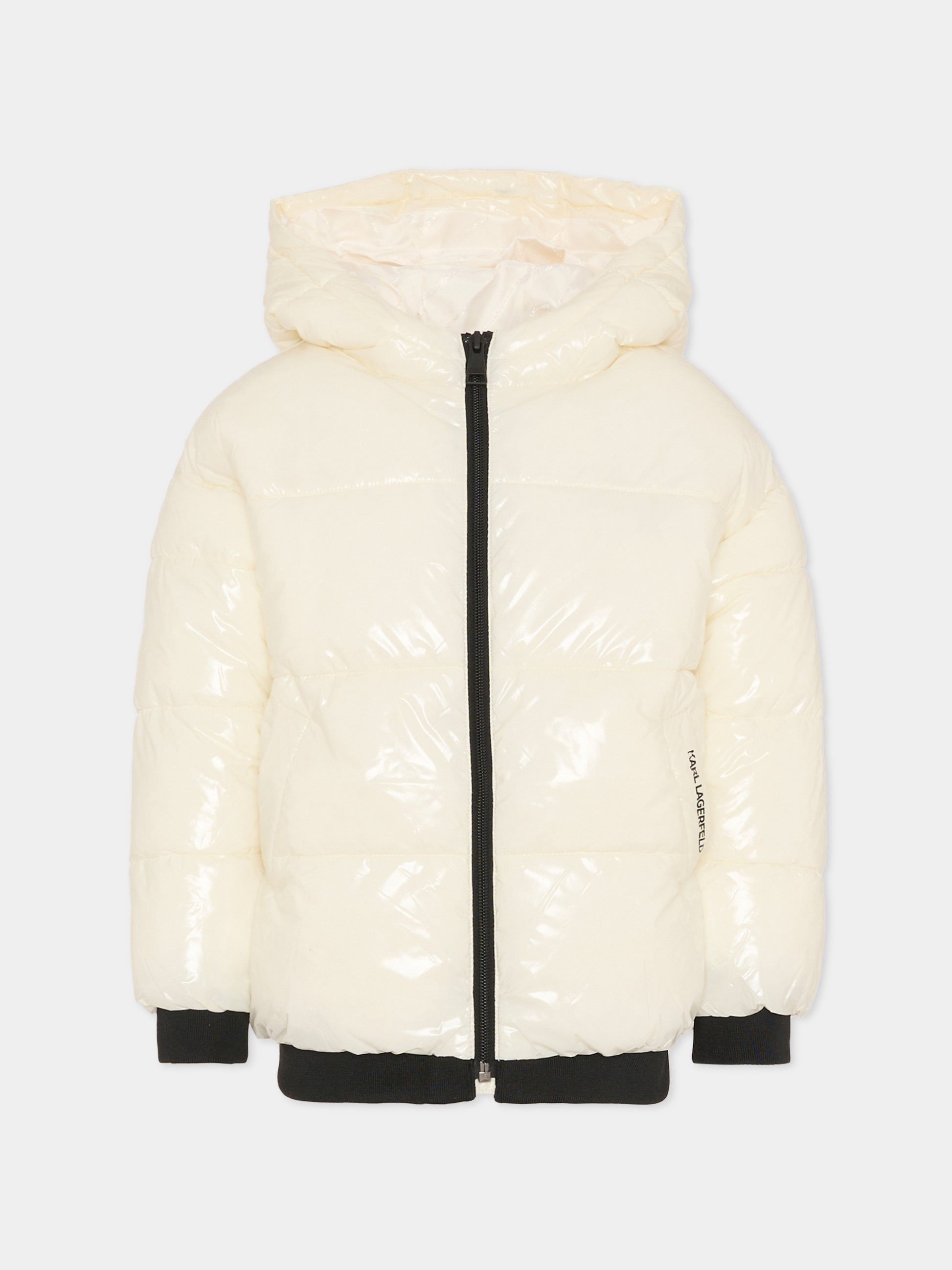 Piumino avorio per bambina con logo,Karl Lagerfeld Kids,Z30599 195