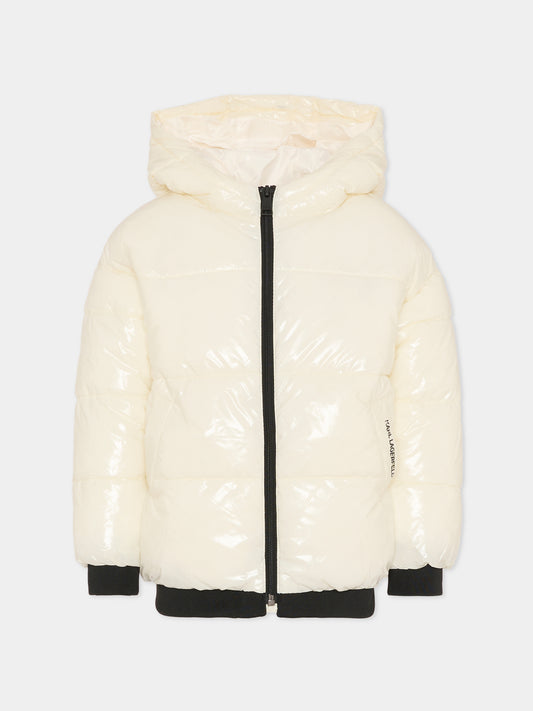 Piumino avorio per bambina con logo,Karl Lagerfeld Kids,Z30599 195