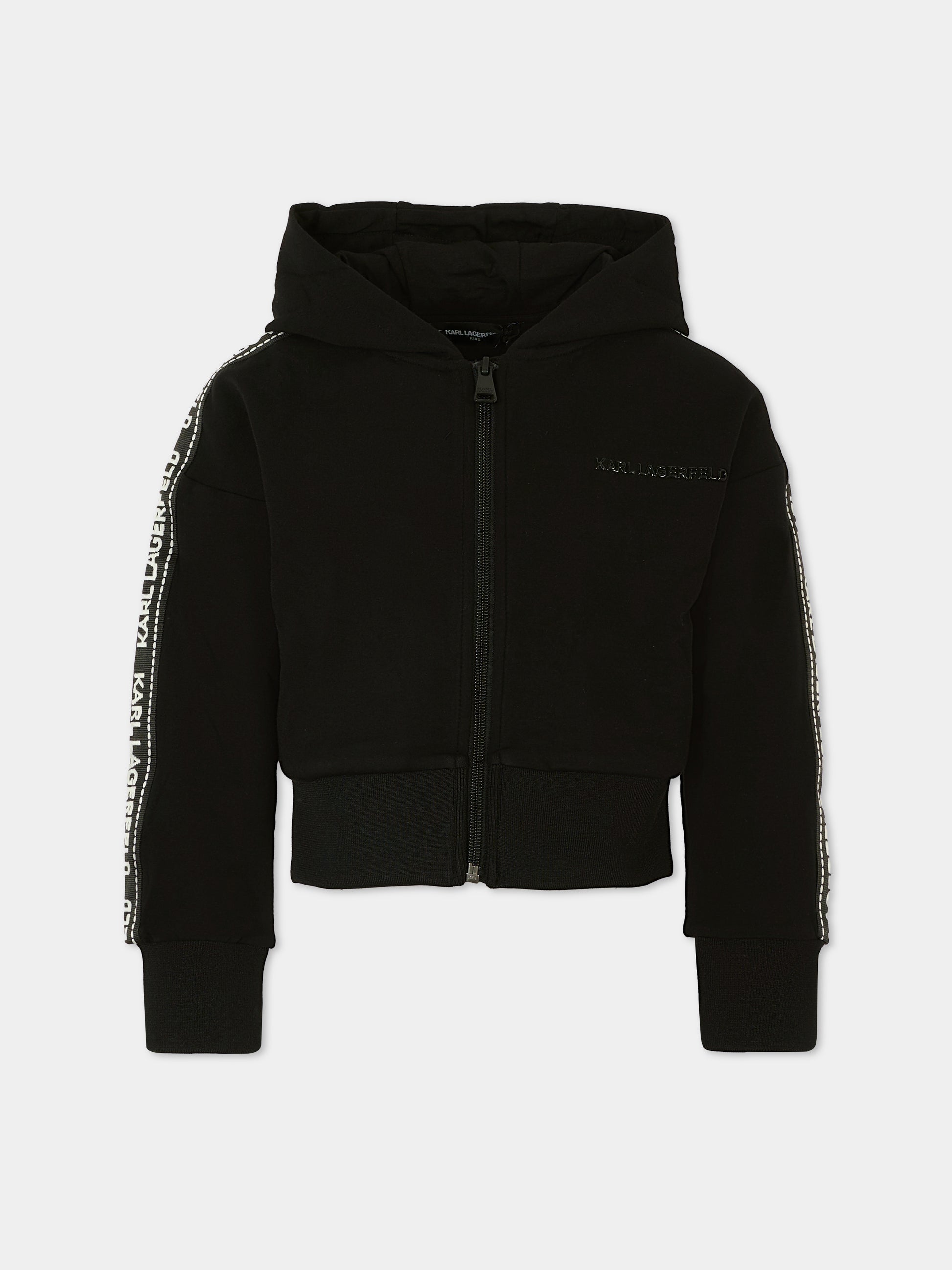 Felpa nera per bambina con logo,Karl Lagerfeld Kids,Z30609 09B