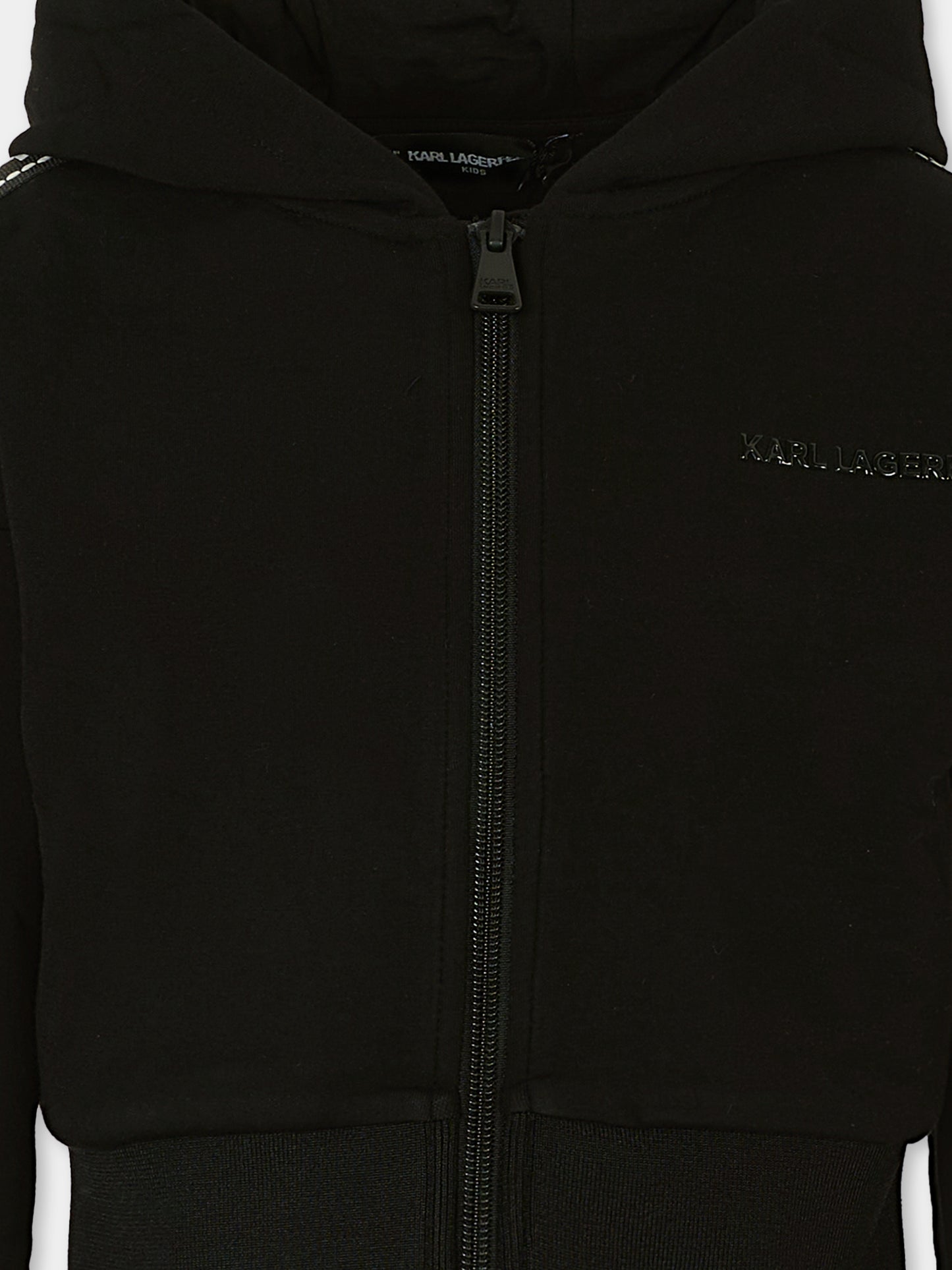 Felpa nera per bambina con logo,Karl Lagerfeld Kids,Z30609 09B