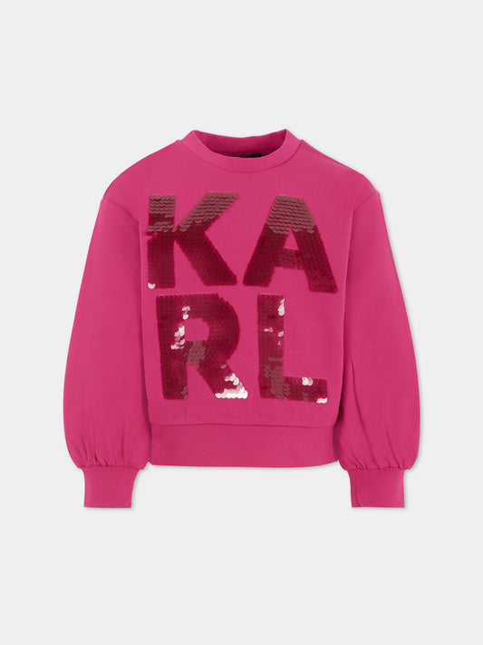 Felpa viola per bambina con logo,Karl Lagerfeld Kids,Z30613 469