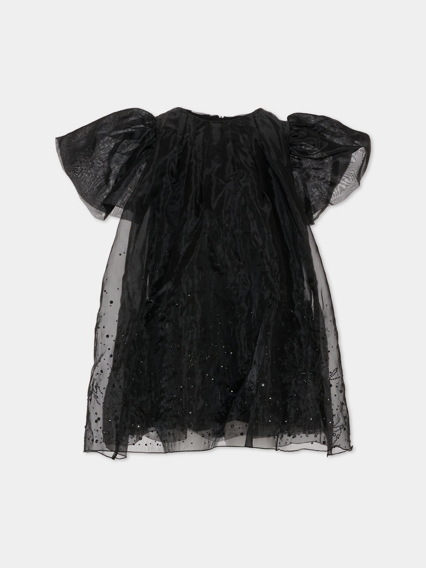 Vestito nero per bambina con strass e logo,Karl Lagerfeld Kids,Z30624 09B
