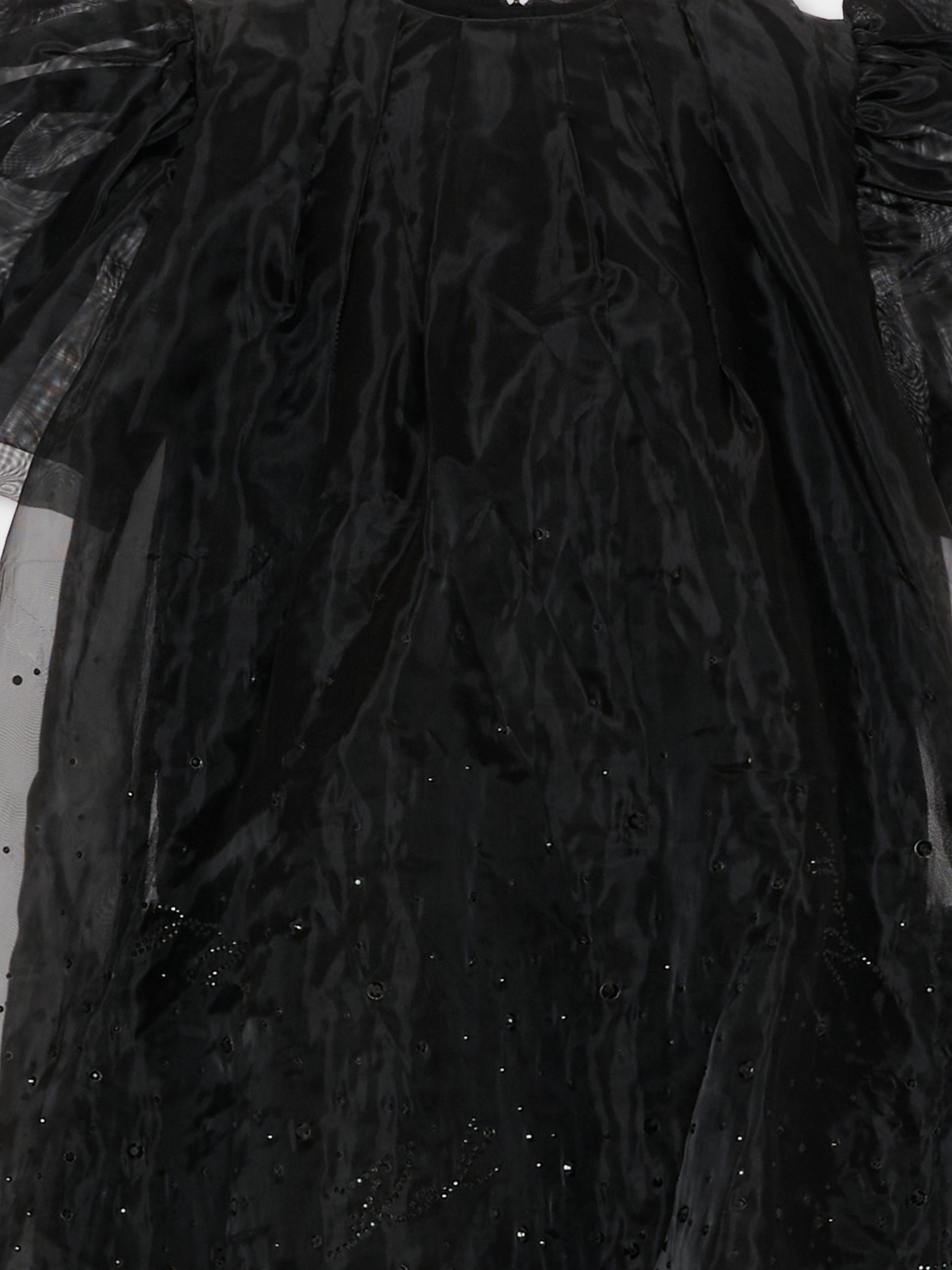 Vestito nero per bambina con strass e logo,Karl Lagerfeld Kids,Z30624 09B