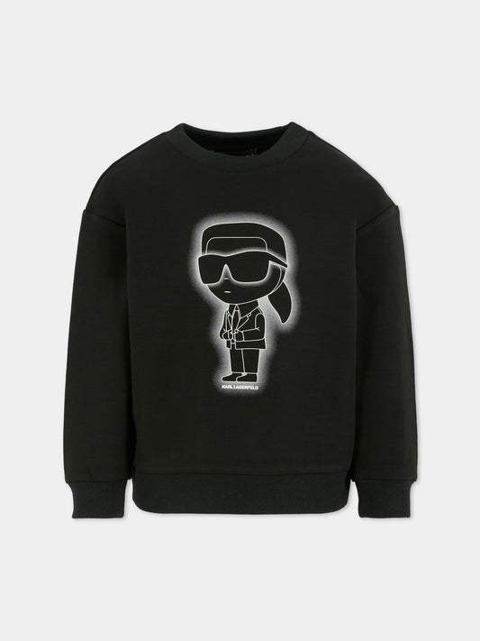 Felpa nera per bambino con Karl Lagerfeld,Karl Lagerfeld Kids,Z30637 09B