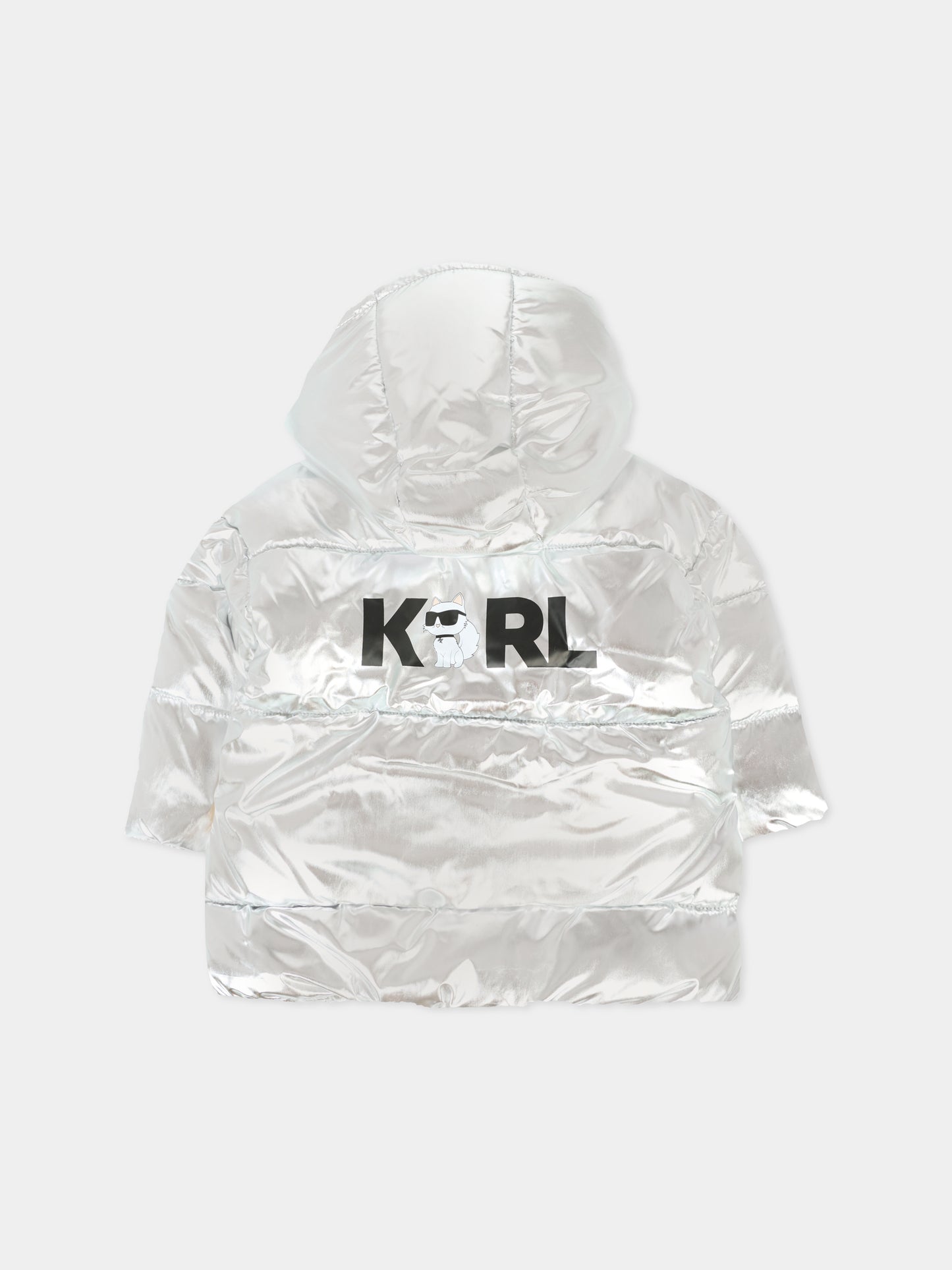 Piumino argento per neonata con Choupette,Karl Lagerfeld Kids,Z30654 016