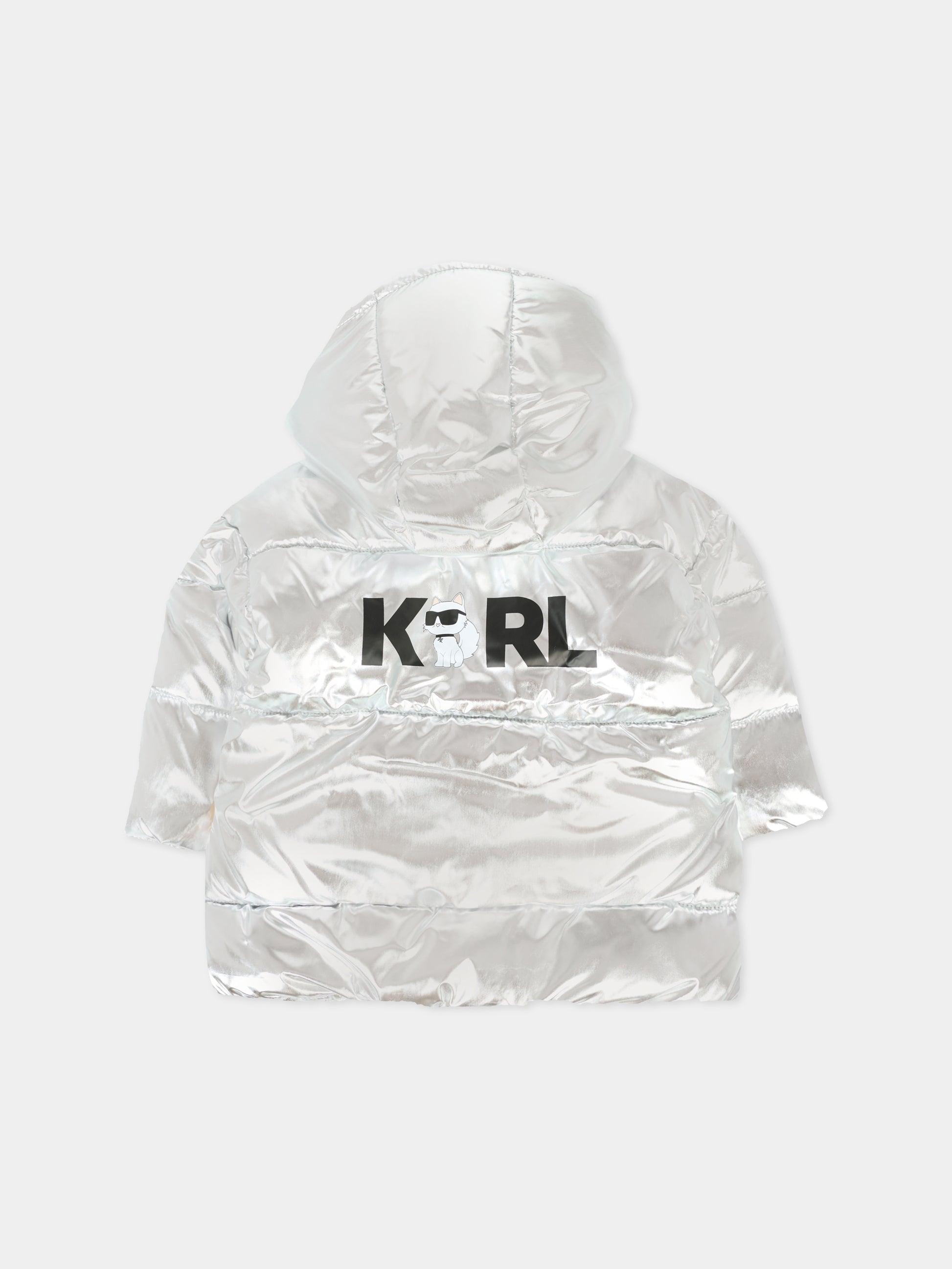 Piumino argento per neonata con Choupette,Karl Lagerfeld Kids,Z30654 016