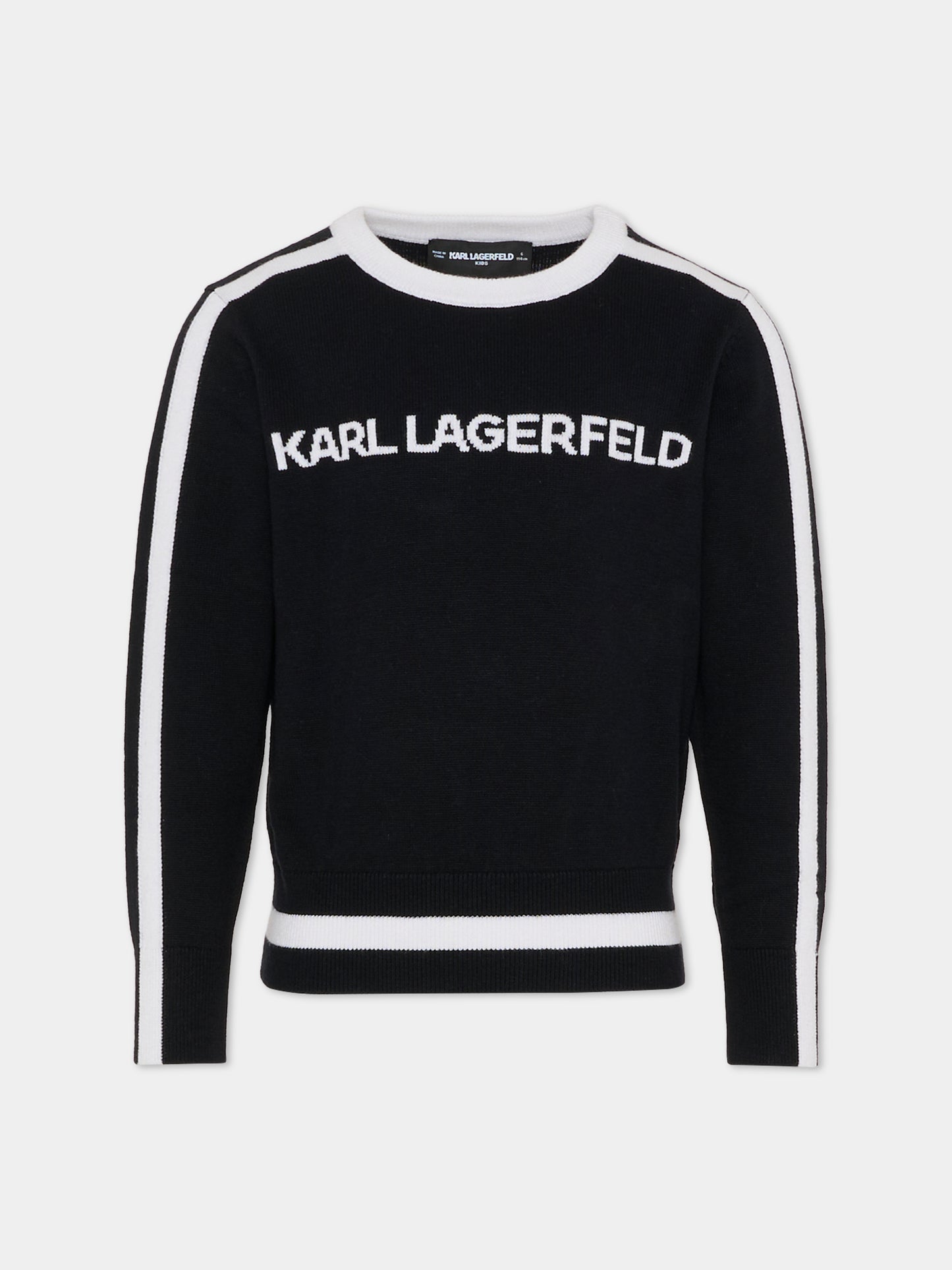 Maglione nero per bambina con logo,Karl Lagerfeld Kids,Z30936 M41