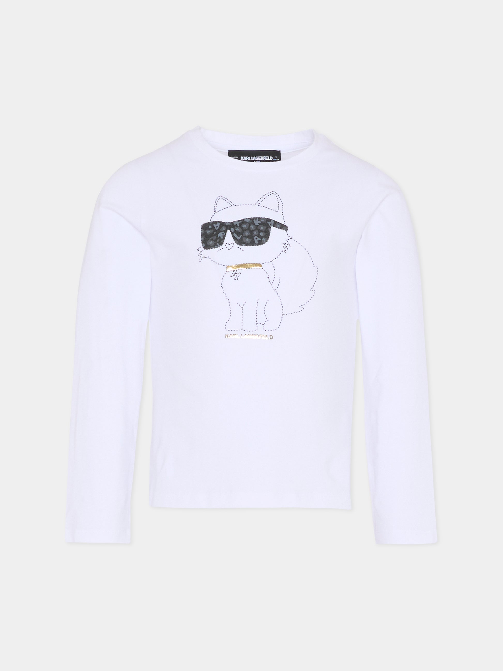 T-shirt bianca per bambina con Choupette,Karl Lagerfeld Kids,Z30938 10P