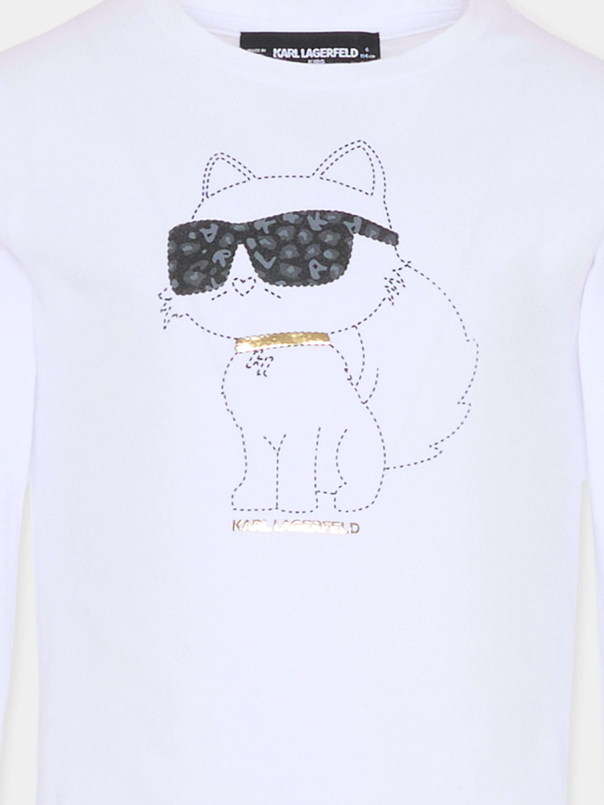 T-shirt bianca per bambina con Choupette,Karl Lagerfeld Kids,Z30938 10P