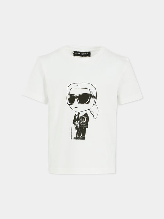 T-shirt bianca per bambini con karl Lagerfeld,Karl Lagerfeld Kids,Z30957 10P