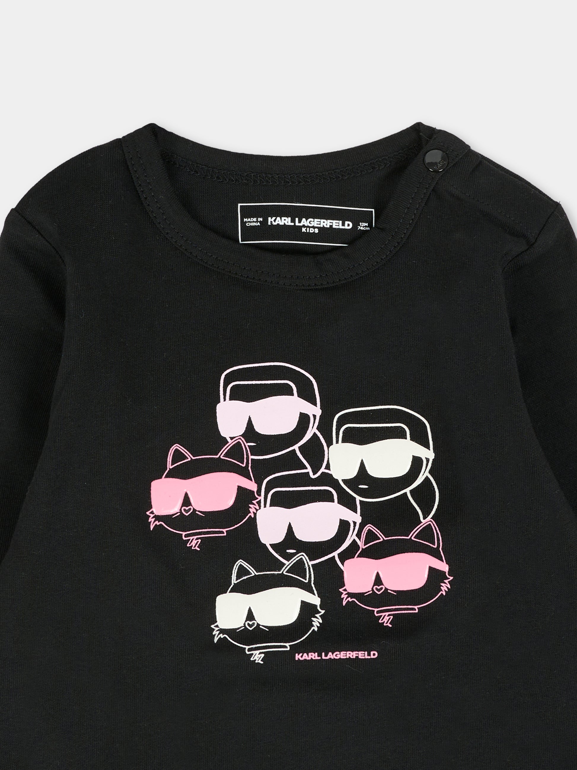 T-shirt nera per neonata con Choupette e Karl Lagerfeld,Karl Lagerfeld Kids,Z30962 09B