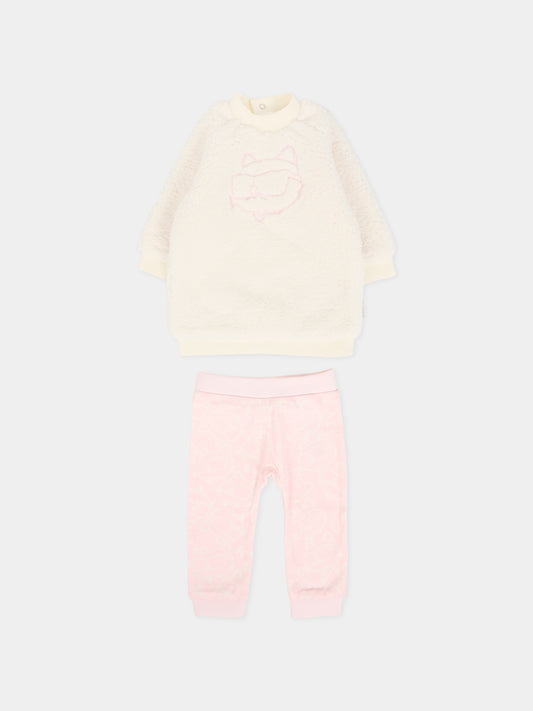 Completo rosa per neonata con Choupette ricamata,Karl Lagerfeld Kids,Z30971 N74