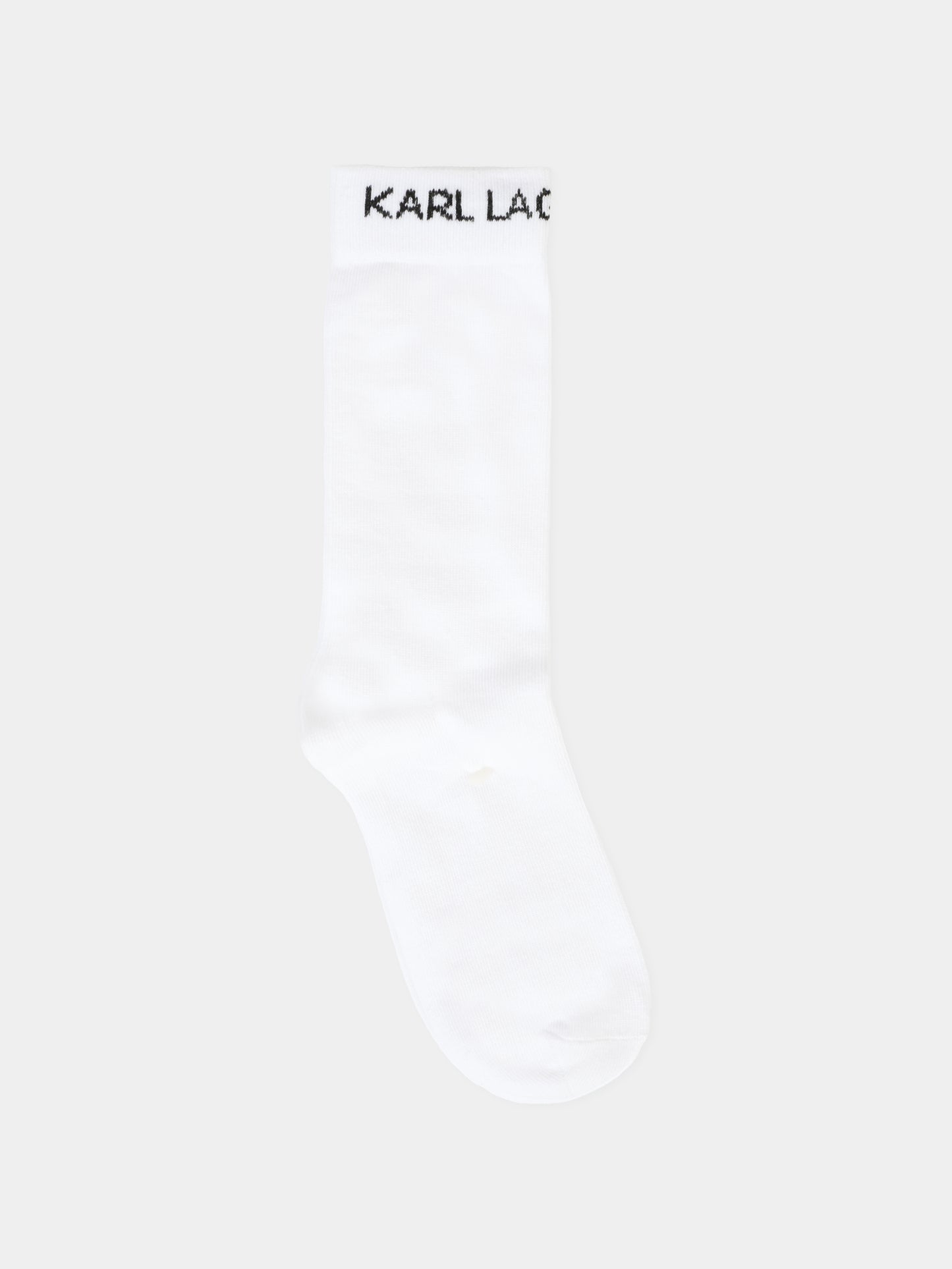 Set calze bianche per bambini con Karl Lagerfeld e logo nero,Karl Lagerfeld Kids,Z31016 10P
