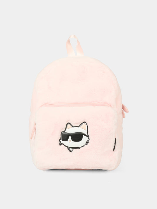 Zaino rosa per bambina con Choupette,Karl Lagerfeld Kids,Z31023 47P