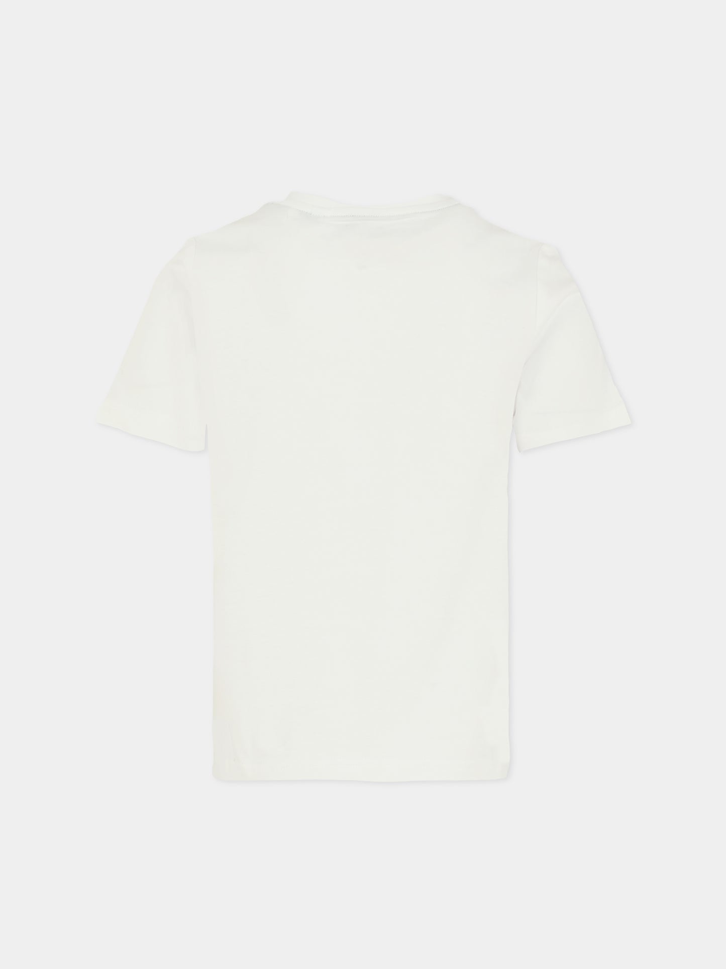 T-shirt bianca per bambino con logo arancione,Timberland,T60212 N50