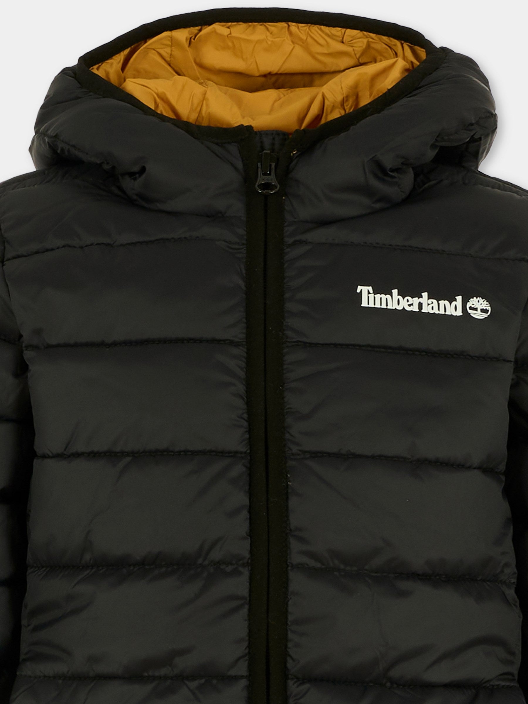 Piumino nero per bambino con logo,Timberland,T60377 09B