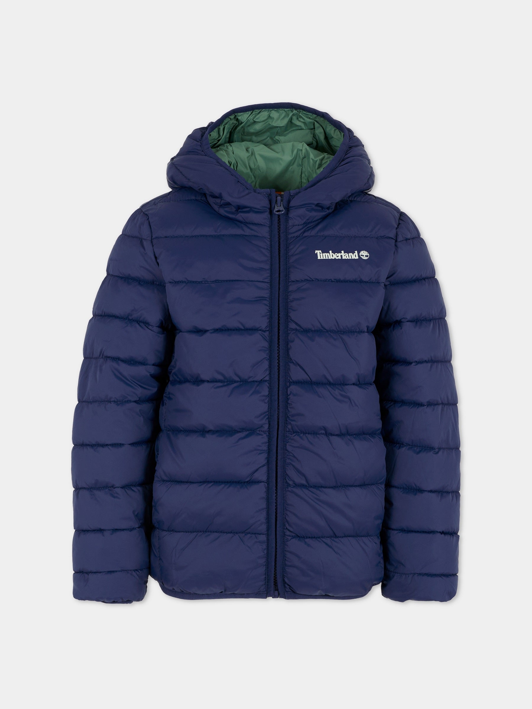 Piumino blu per bambino con logo,Timberland,T60377 828