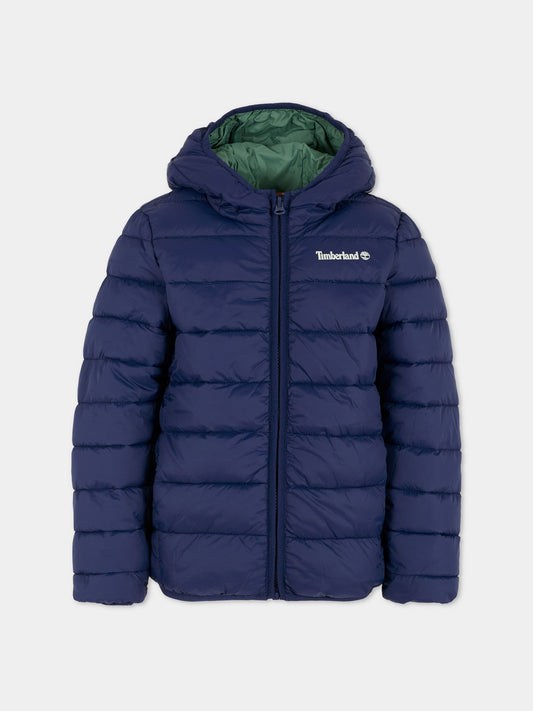 Piumino blu per bambino con logo,Timberland,T60377 828