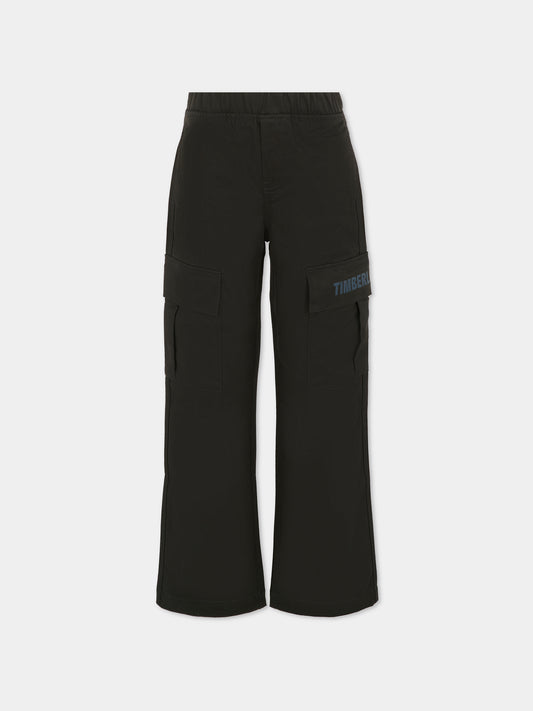 Pantaloni neri per bambino con logo,Timberland,T60379 09B