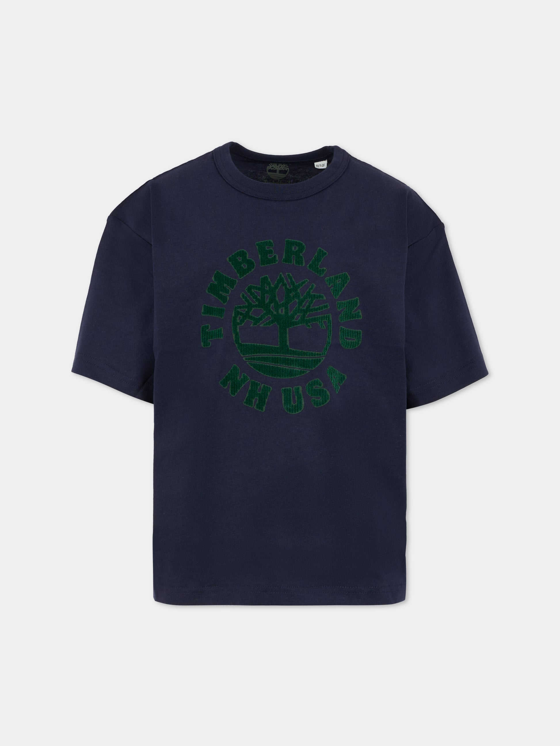 T-shirt blu per bambino con logo,Timberland,T60532 85T