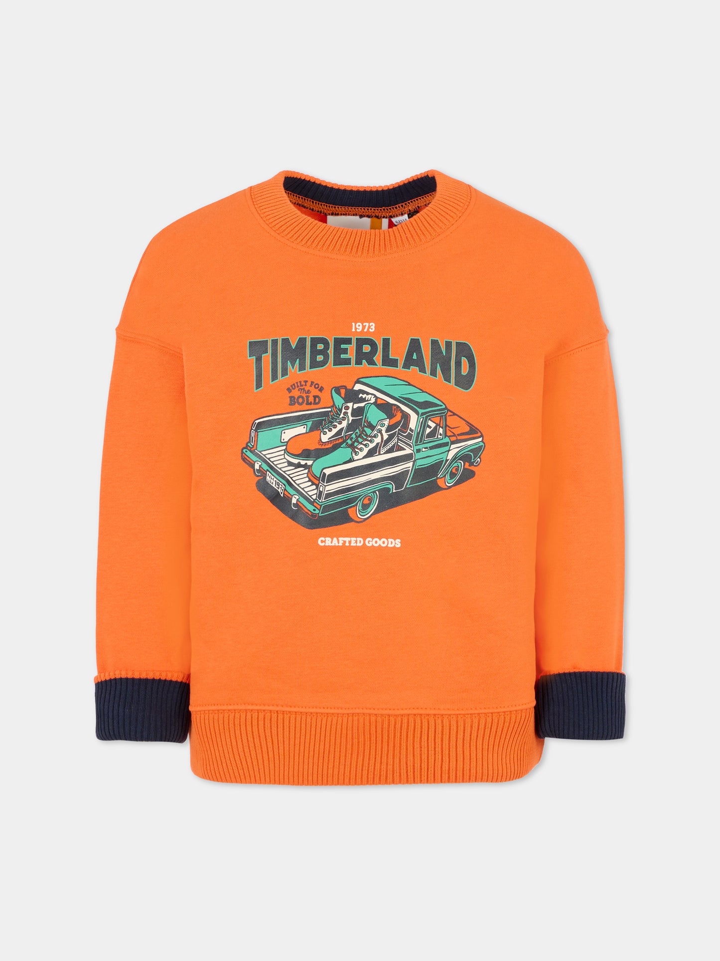 Felpa arancione per bambino con macchina,Timberland,T60543 43F