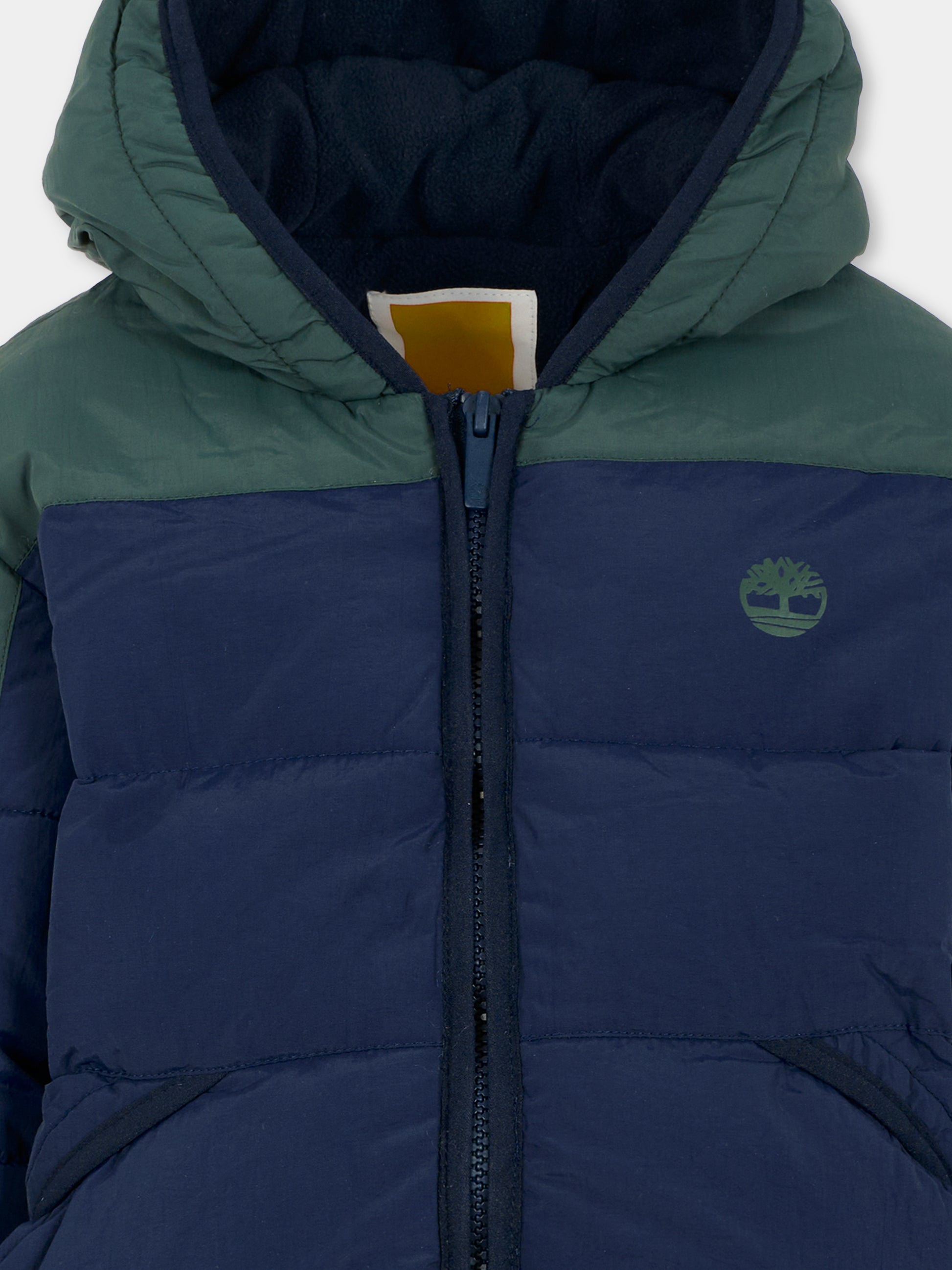 Piumino blu per bambino con logo,Timberland,T60554 672