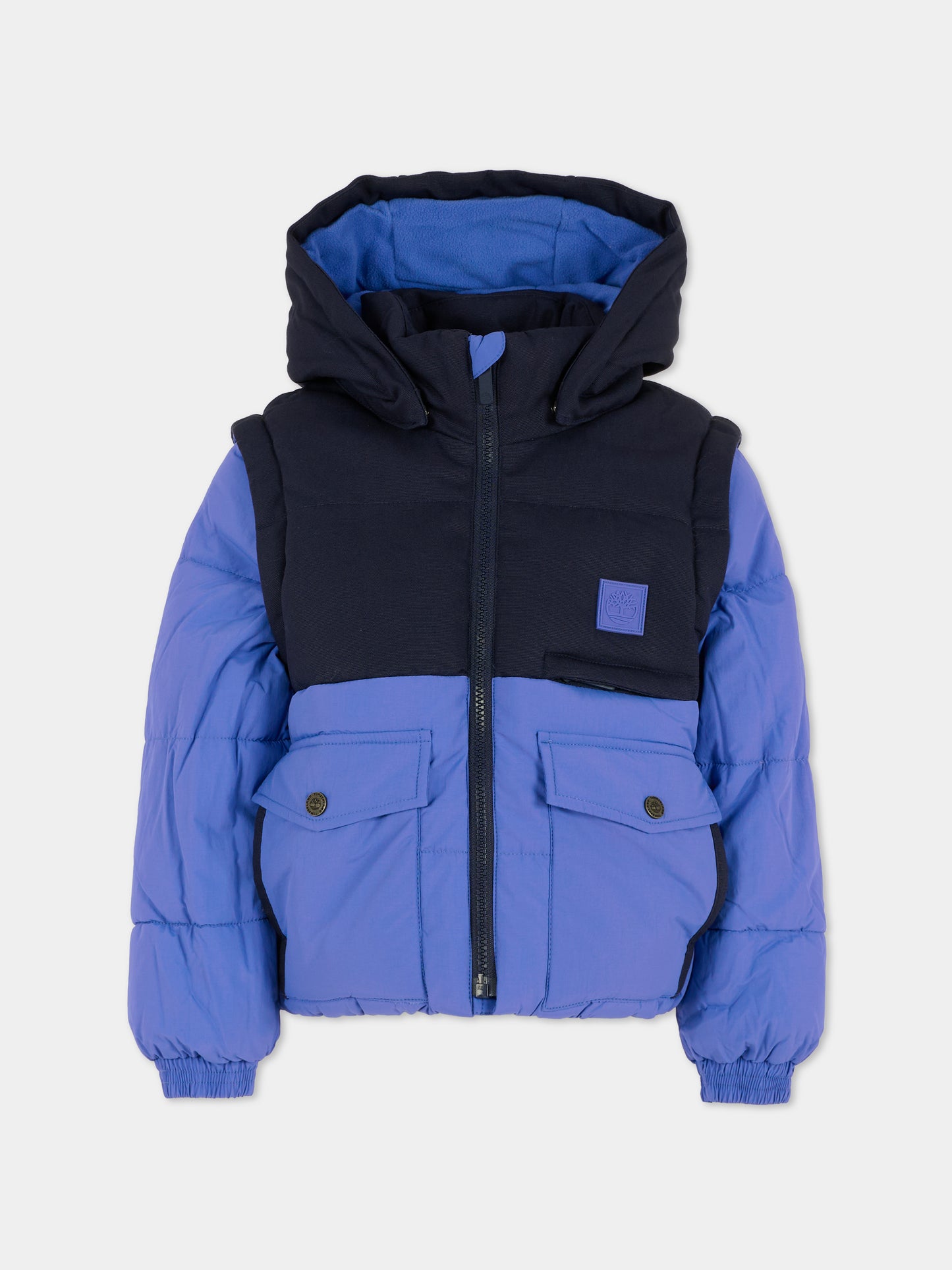 Piumino Gilet blu per bambino con patch,Timberland,T60555 85T