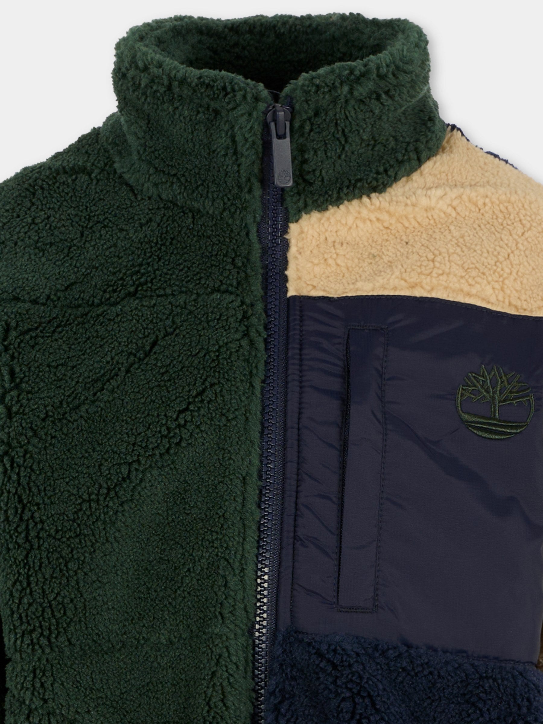 Ecopelliccia verde per bambino con logo,Timberland,T60557 672