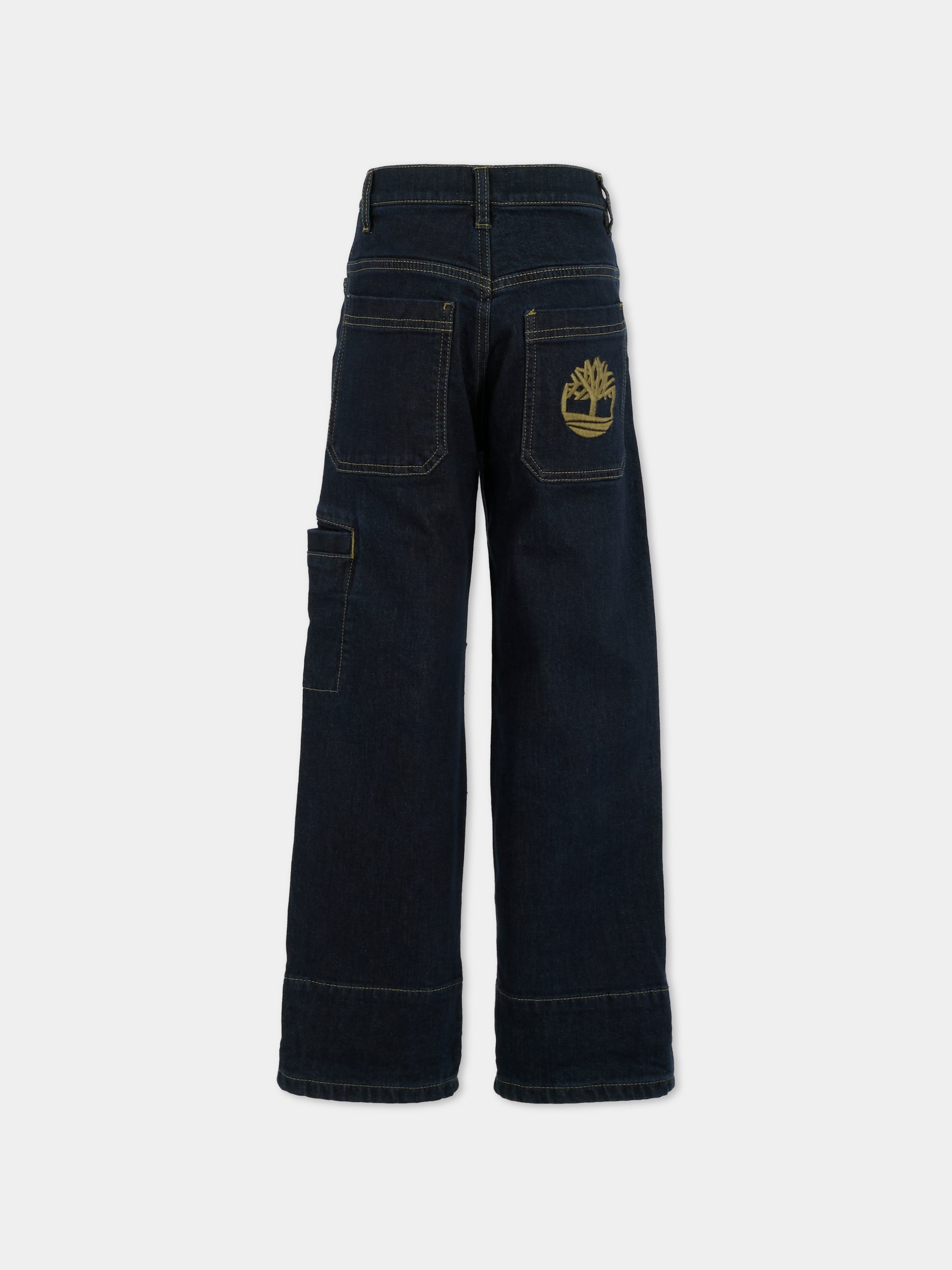 Jeans denim per bambino con logo,Timberland,T60572 Z10