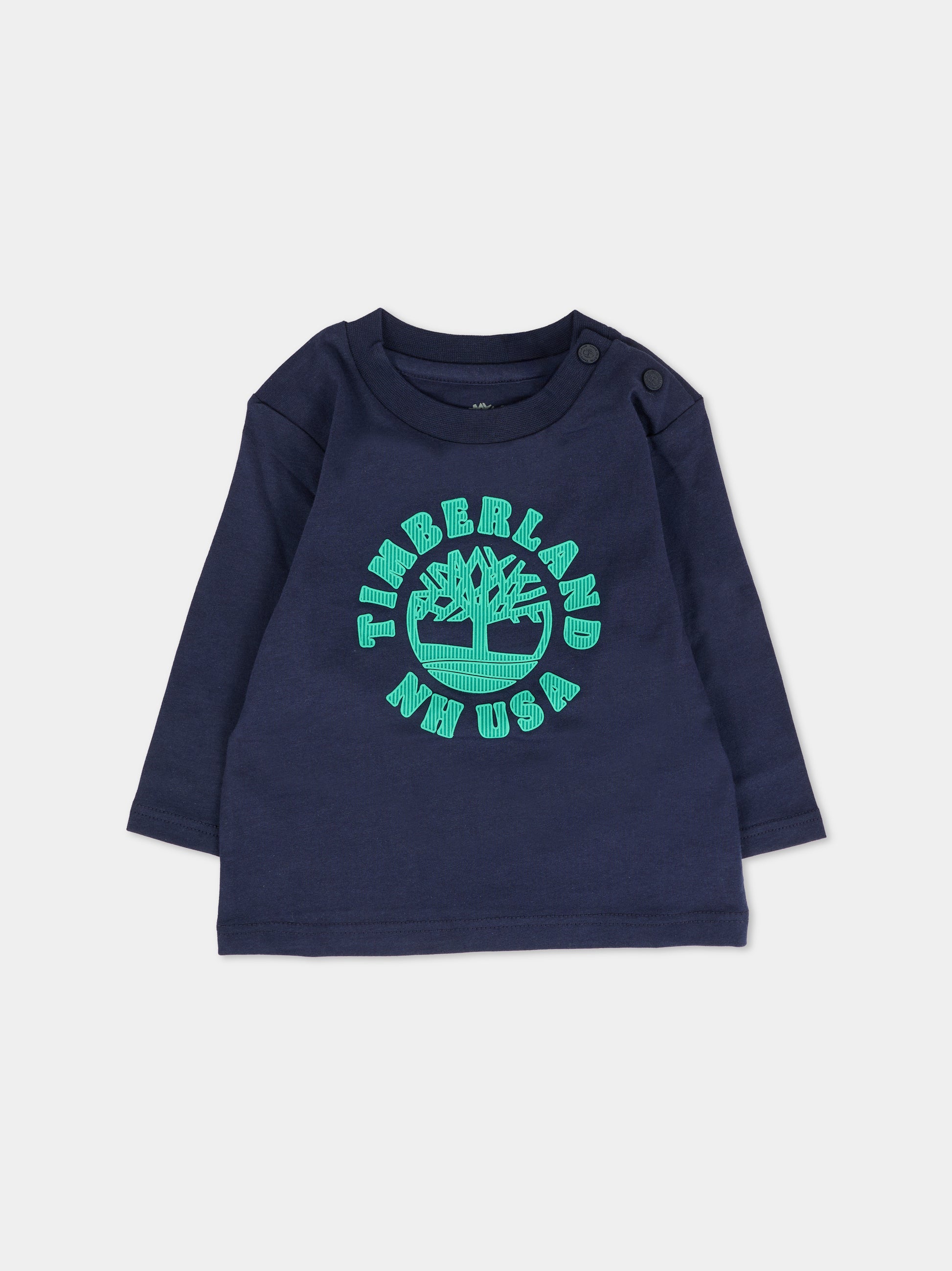 T-shirt blu per neonato con logo,Timberland,T60589 85T