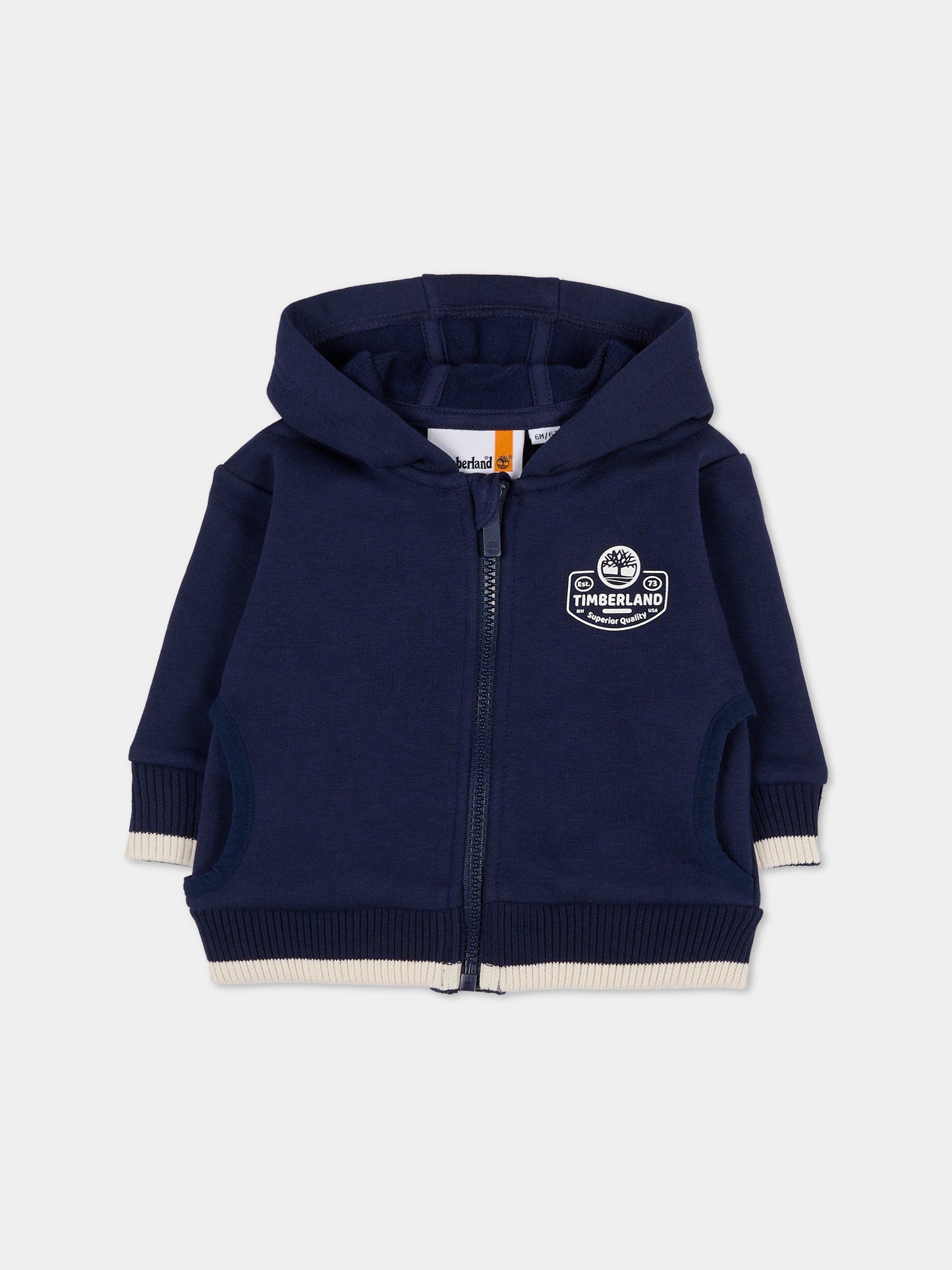 Felpa blu per neonato con logo,Timberland,T60596 85T