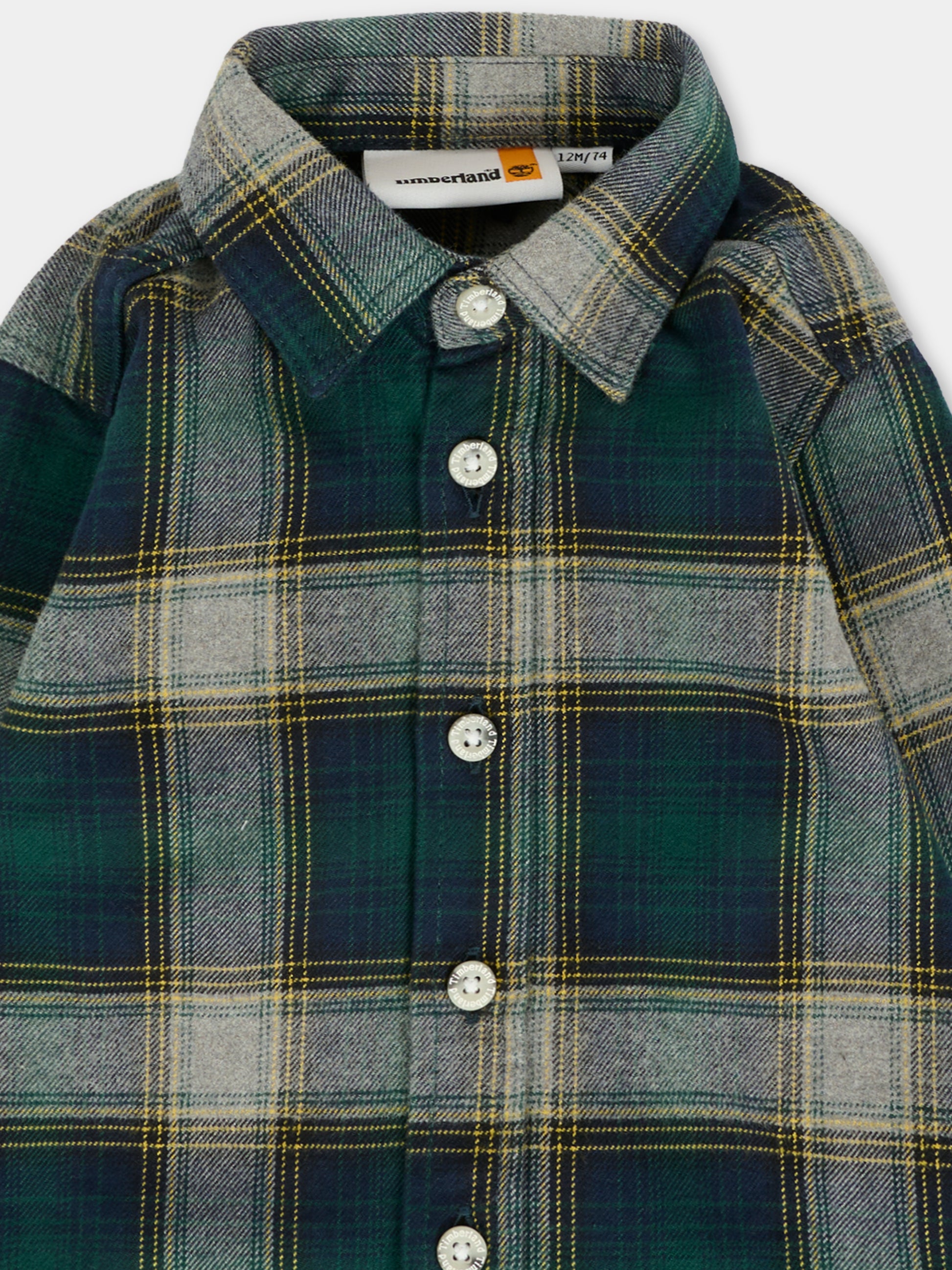 Camicia verde per neonato con patch,Timberland,T60600 672