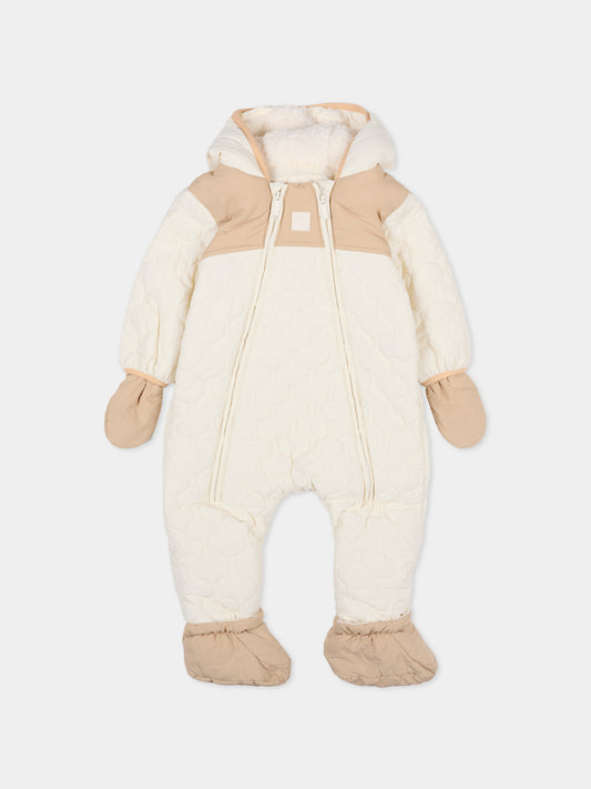 Tuta da neve avorio per neonato con logo,Timberland,T60611 127
