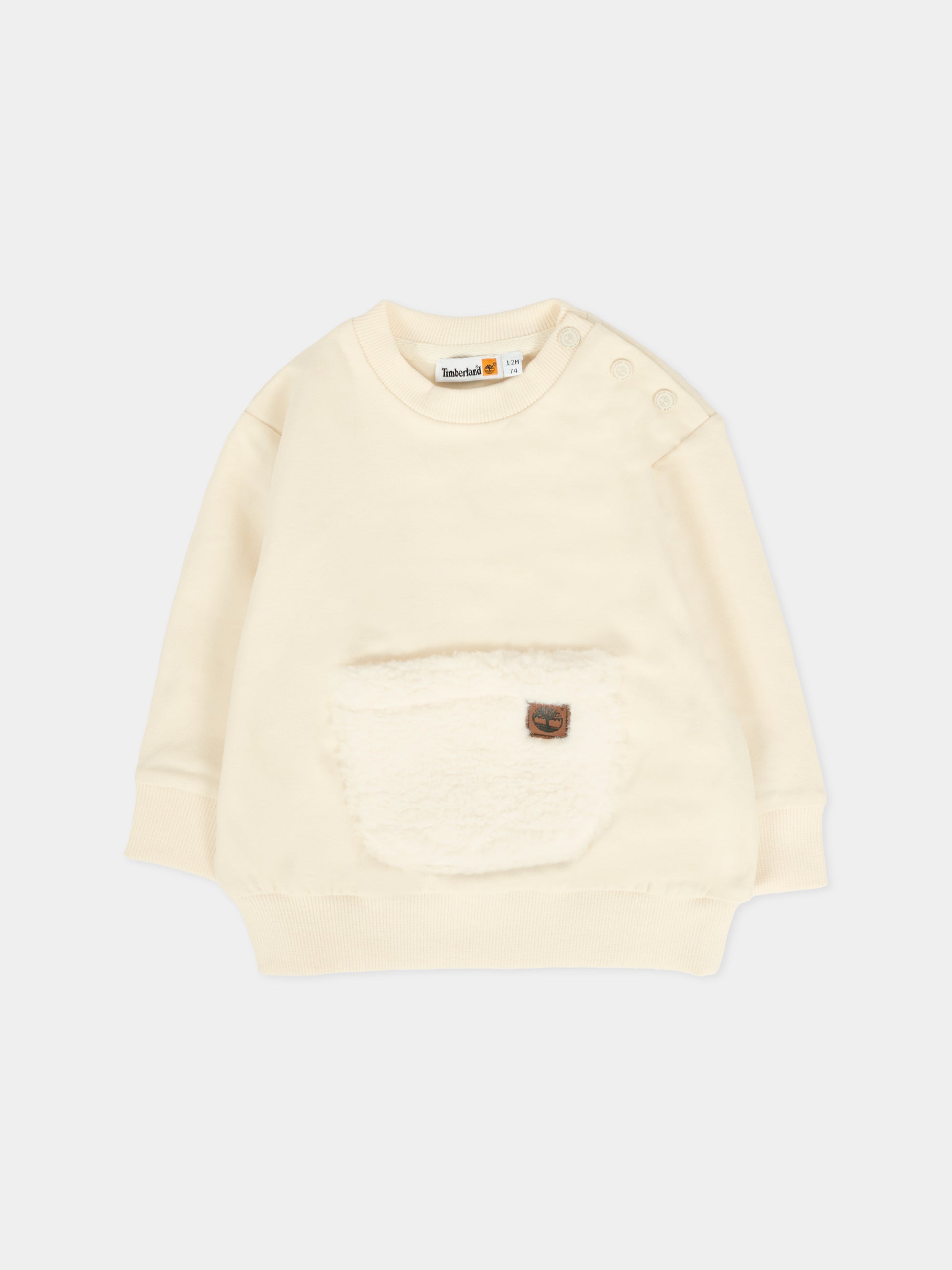 Felpa avorio per neonato con patch,Timberland,T60619 127