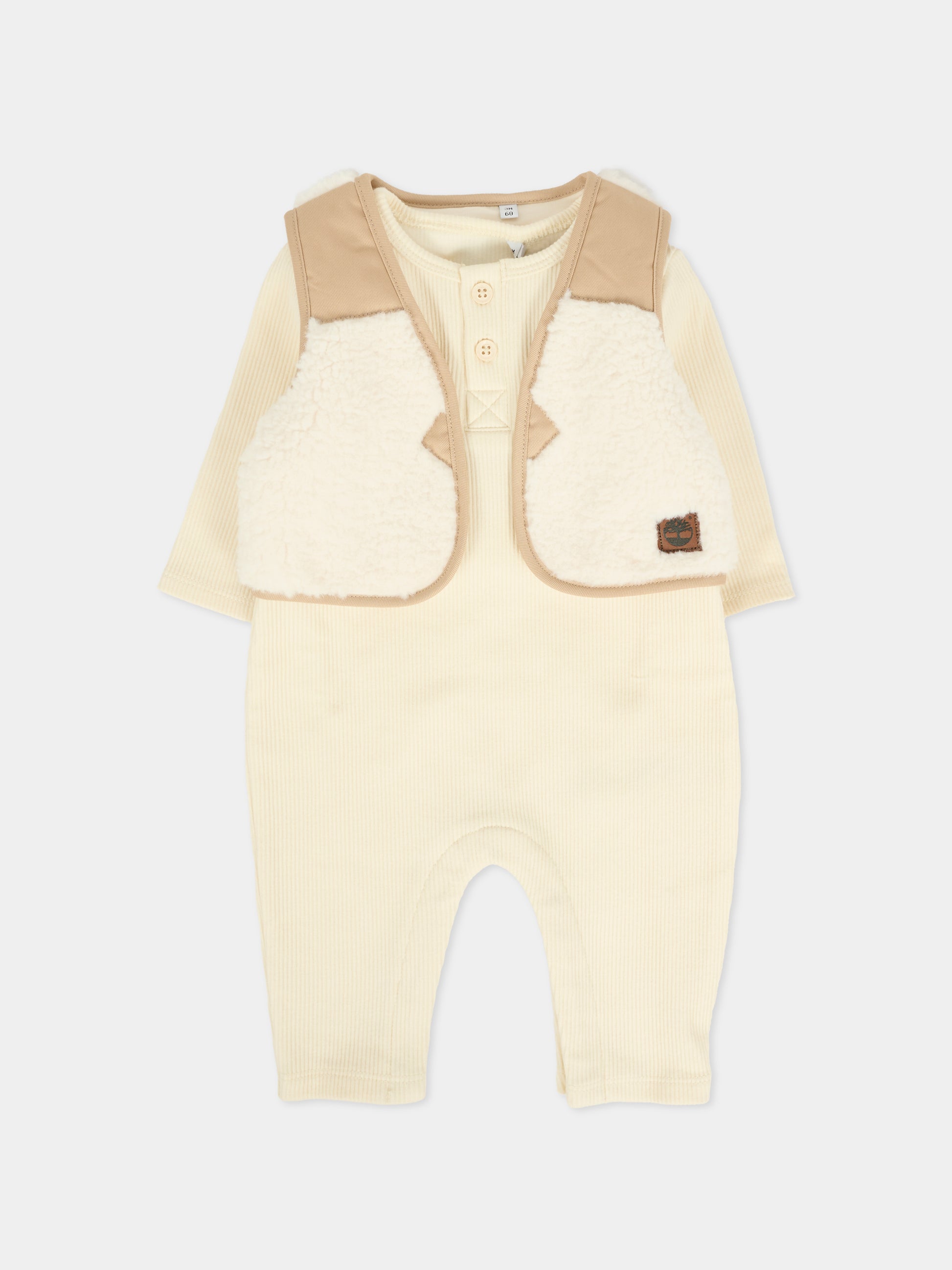 Set tutine avorio per neonato con logo,Timberland,T60624 127