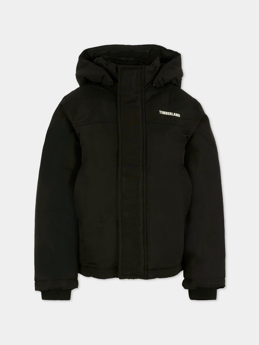 Piumino nero per bambino con logo,Timberland,T60766 09B