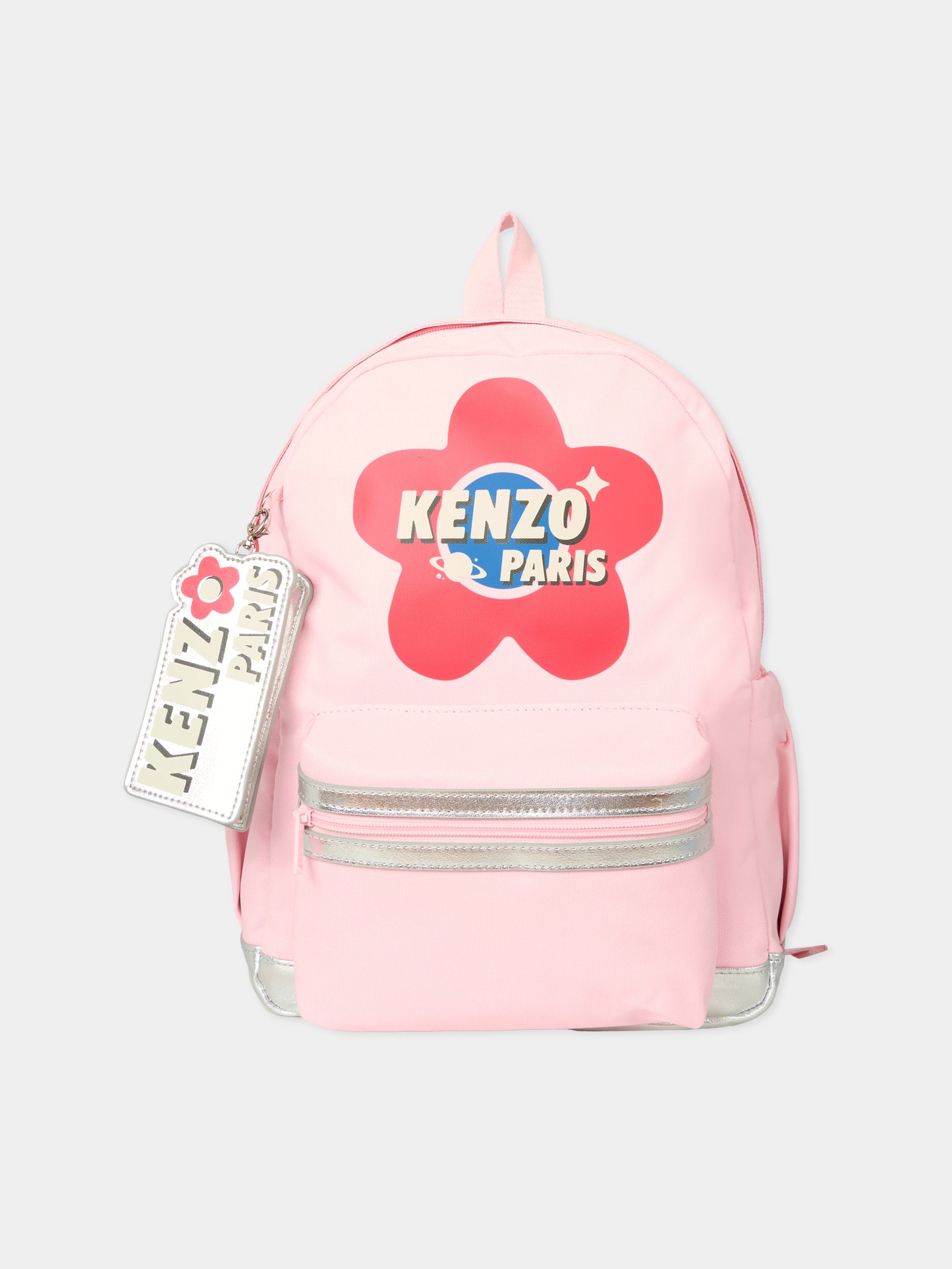 Zaino rosa per bambina con papavero,Kenzo Kids,K61223 47H