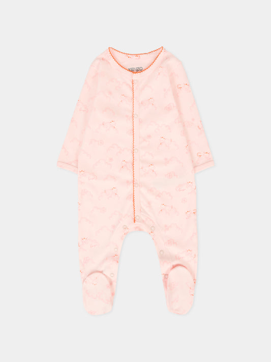 Tutina rosa per neonata con stampa all over,Kenzo Kids,K61240 46T