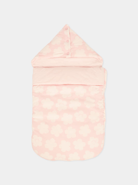 Sacco nanna rosa per neonata con fiori all over,Kenzo Kids,K61254 46T