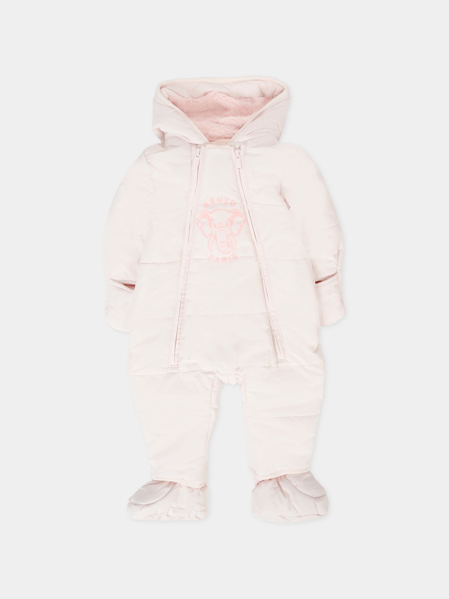 Piumino rosa per neonata con elefante,Kenzo Kids,K61255 47R