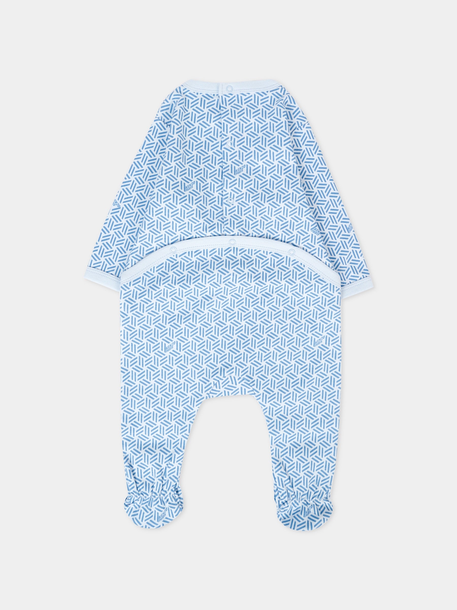 Set tutina azzurro per neonato con motivo geometrico,Kenzo Kids,K61256 77A
