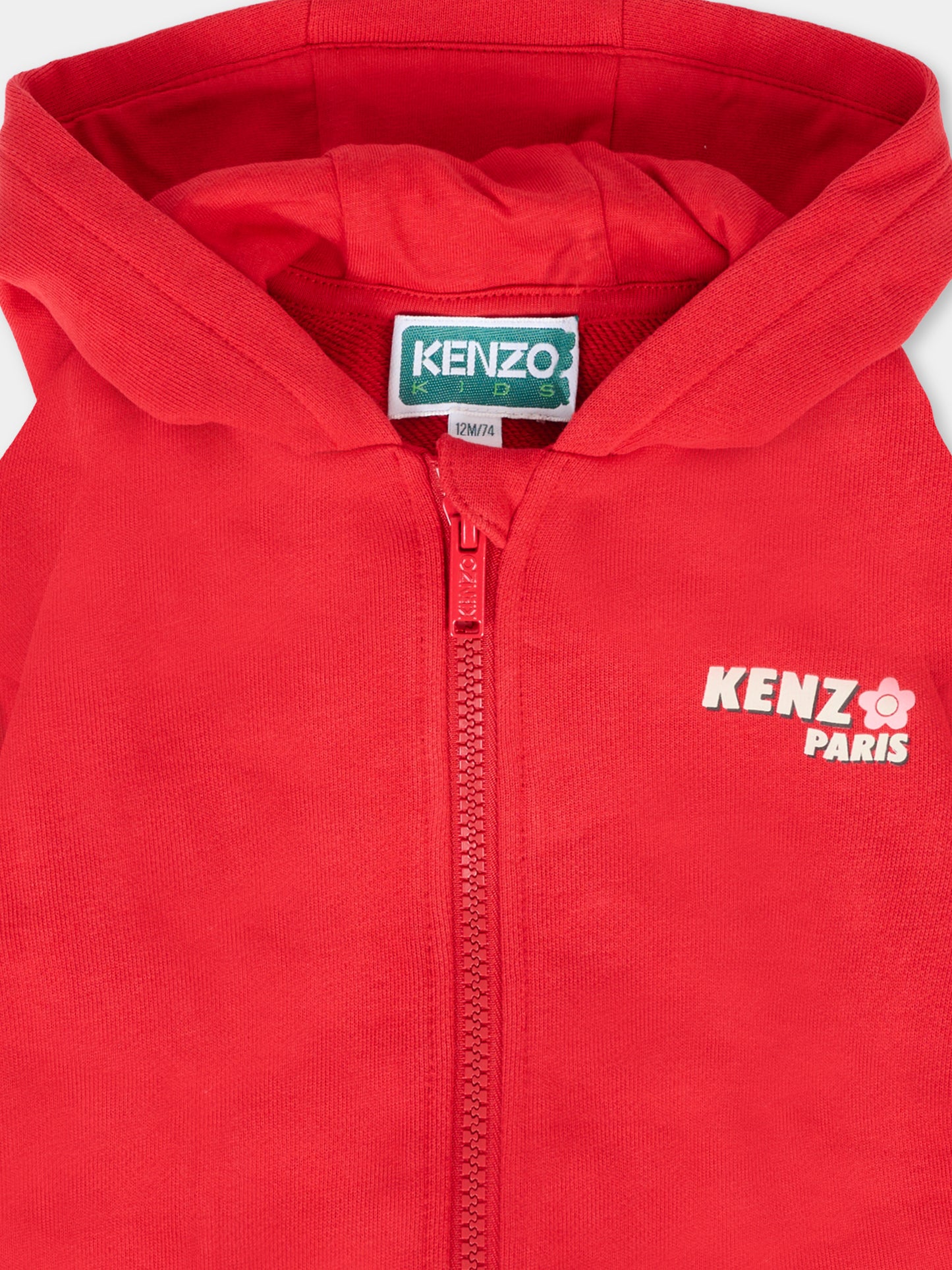 Felpa rossa per neonata con logo,Kenzo Kids,K61257 968