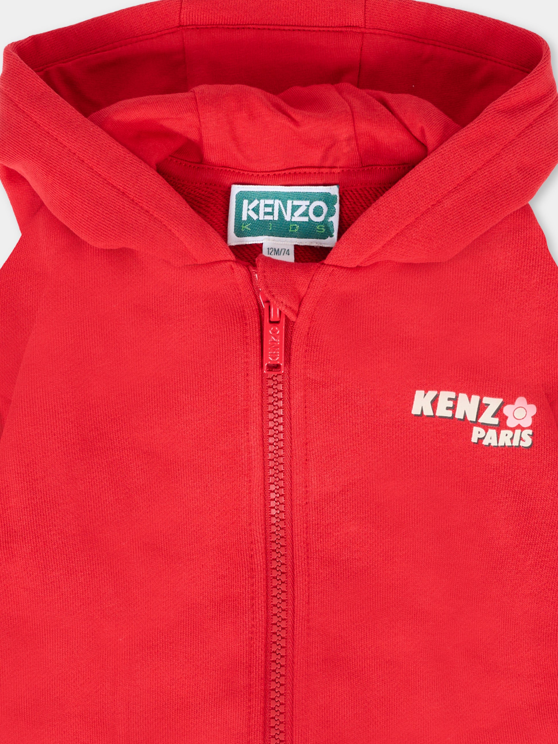 Felpa rossa per neonata con logo,Kenzo Kids,K61257 968