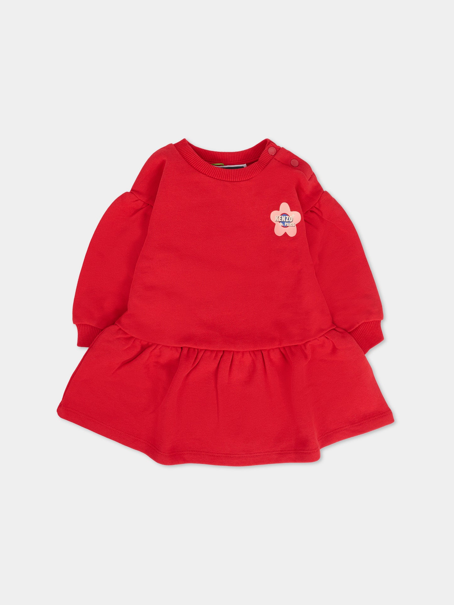 Vestito rosso per neonata con papavero,Kenzo Kids,K61273 968