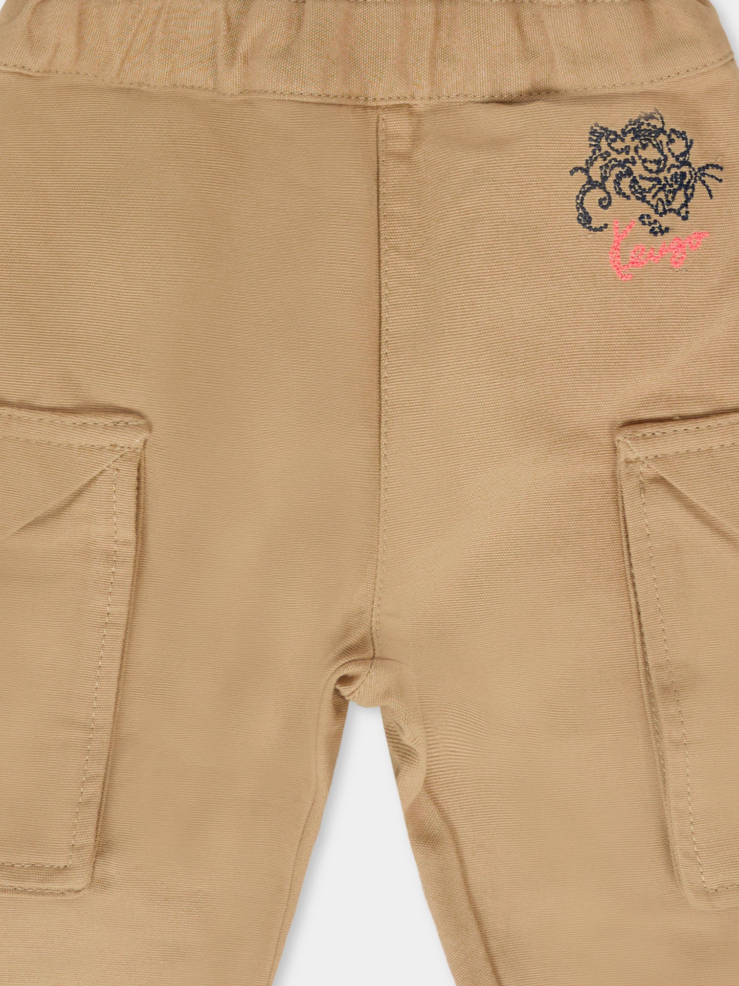 Pantaloni beige per neonato con logo,Kenzo Kids,K61288 249
