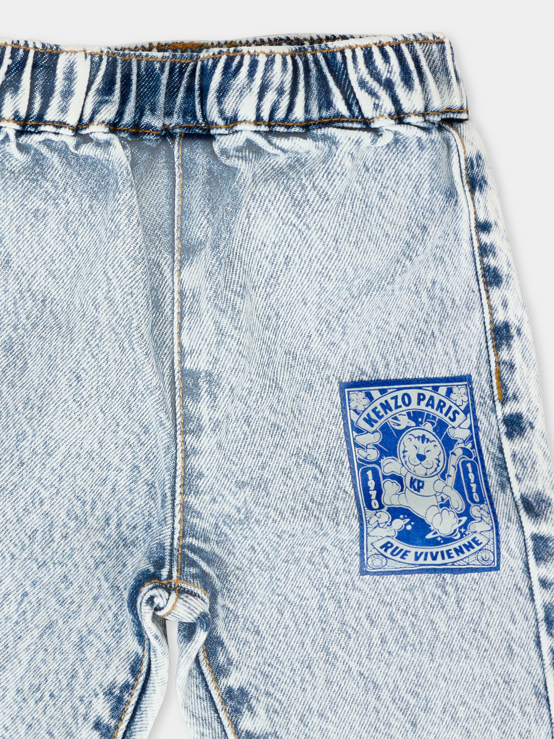 Jeans denim per neonato con tigre,Kenzo Kids,K61289 Z04